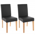 Set 2x sedie Littau ecopelle opaca soggiorno cucina sala da pranzo 56x43x90cm nero piedi chiari