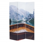 Paravento divisore doppia immagine HWC-A83 3 pannelli 121x180cm lago alpino