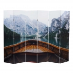 Paravento divisore doppia immagine HWC-A83 6 pannelli 244x180cm lago alpino