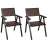 Set 2x sedie da esterno HWC-J95 alluminio aspetto legno nero marrone scuro