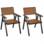 Set 2x sedie da esterno HWC-J95 alluminio aspetto legno nero teak