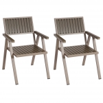 Set 2x sedie da esterno HWC-J95 alluminio aspetto legno champagne grigio