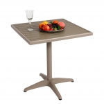 Tavolino quadrato esterno bar HWC-J95 alluminio aspetto legno 74x70x70cm champagne grigio