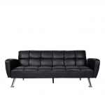 Divano letto sof reclinabile HWC-K19 molle nosag legno ferro ecopelle nero
