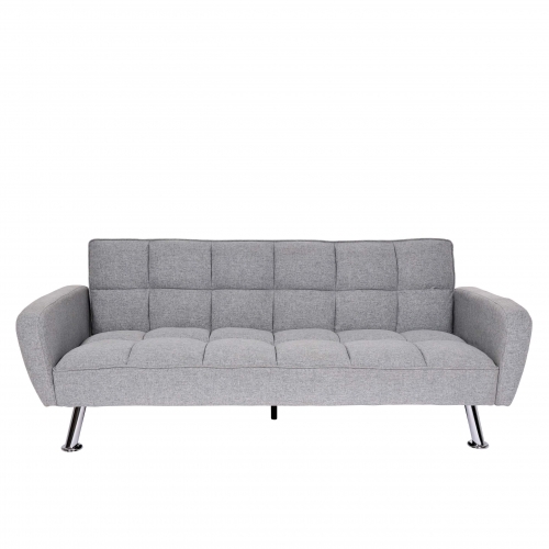 Divano letto sof reclinabile HWC-K19 molle nosag legno ferro tessuto grigio chiaro