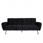 Divano letto sof reclinabile HWC-K19 molle nosag legno ferro velluto nero