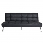 Divano letto sof reclinabile HWC-K21 molle nosag legno ferro ecopelle nero