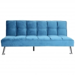 Divano letto sof reclinabile HWC-K21 molle nosag legno ferro velluto blu