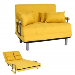 Divano letto sof 2 posti reclinabile HWC-K29 tessuto giallo