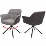 Set 2x sedie con seduta girevole braccioli HWC-K33 tessuto ecopelle grigio grigio scuro