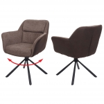 Set 2x sedie con seduta girevole braccioli HWC-K33 tessuto ecopelle marrone marrone scuro