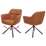 Set 2x sedie con seduta girevole braccioli HWC-K33 tessuto effetto scamosciato marrone