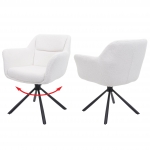 Set 2x sedie con seduta girevole braccioli HWC-K33 tessuto boucl bianco