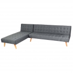 Divano letto angolare con penisola sof reclinabile HWC-K38 legno tessuto grigio scuro