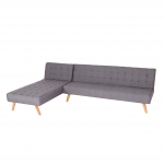 Divano letto angolare con penisola sof reclinabile HWC-K38 legno tessuto grigio chiaro