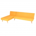 Divano letto angolare con penisola sof reclinabile HWC-K38 legno tessuto giallo