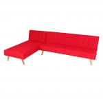 Divano letto angolare con penisola sof reclinabile HWC-K38 legno tessuto rosso