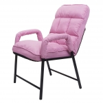 Sedia poltrona imbottita relax regolabile HWC-K40 metallo tessuto rosa