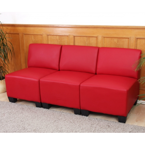 Salotto modulare componibile lounge moderno Lione N71 ecopelle divano 3 posti senza braccioli rosso