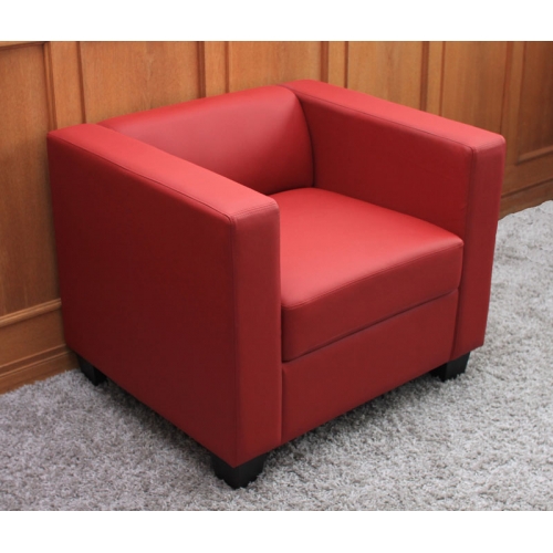 Poltrona sofa lounge moderno elegante serie Lille M65 75x86x70cm pelle rosso