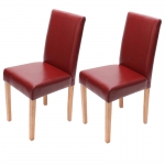 Set 2x sedie Littau pelle per sala da pranzo 43x56x90cm rosso piedi chiari