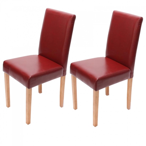 Set 2x sedie Littau pelle soggiorno cucina sala da pranzo 43x56x90cm rosso piedi chiari