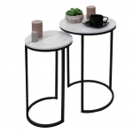 Set 2x tavolini eleganti da salotto HWC-K46 effetto marmo bianco nero