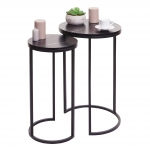 Set 2x tavolini eleganti da salotto HWC-K46 effetto marmo nero