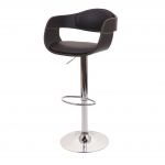 Sgabello sedia design elegante retr HWC-A47b acciaio cromato ecopelle nero