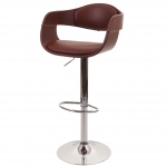 Sgabello sedia design elegante retr HWC-A47b acciaio cromato ecopelle marrone