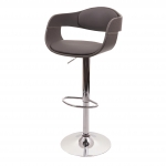Sgabello sedia design elegante retr HWC-A47b acciaio cromato ecopelle grigio opaco