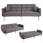 Divano letto sof reclinabile 3 posizioni HWC-K65 tessuto grigio