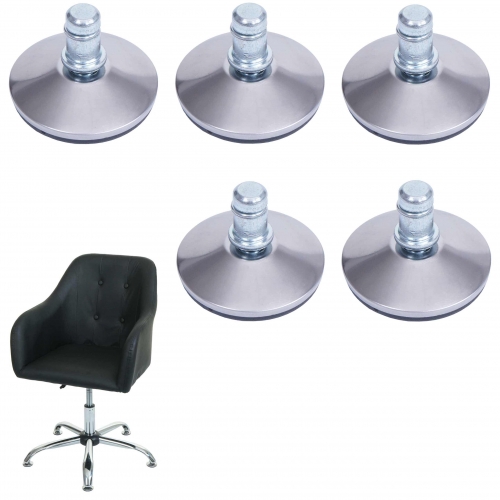 Set 5x piedini supporti fissi per sedie da ufficio HWC-K73 plastica metallo  11mm grigio