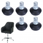 Set 5x piedini supporti fissi per sedie da ufficio HWC-K74 plastica metallo  11mm nero