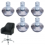 Set 5x piedini supporti fissi per sedie da ufficio HWC-K74 plastica metallo  11mm grigio