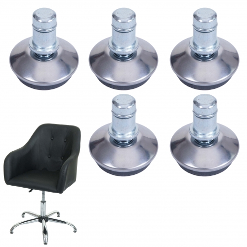 Set 5x piedini supporti fissi per sedie da ufficio HWC-K74 plastica metallo  11mm grigio