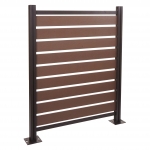 Pannello base recinzione frangivista bidoni box rifiuti HWC-K57 alluminio aspetto legno 130x110x6cm marrone