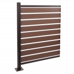 Pannello supplementare recinzione frangivista bidoni box rifiuti HWC-K57 alluminio aspetto legno 130x100x6cm marrone