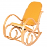 Sedia a dondolo classica elegante M41 legno chiaro seduta tessuto giallo