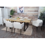 Set 6x sedie con braccioli da interni HWC-L13 legno tessuto avorio bianco
