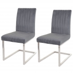 Set 2x sedie sala da pranzo design moderno HWC-L14 struttura a slitta velluto grigio scuro
