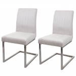Set 2x sedie sala da pranzo design moderno HWC-L14 struttura a slitta velluto avorio bianco
