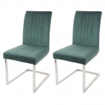 Set 2x sedie sala da pranzo design moderno HWC-L14 struttura a slitta velluto verde