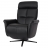 Poltrona reclinabile girevole lounge TV relax imbottita moderna HWC-L10 vera pelle nero