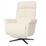 Poltrona reclinabile girevole lounge TV relax imbottita moderna HWC-L10 vera pelle bianco avorio