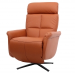 Poltrona reclinabile girevole lounge TV relax imbottita moderna HWC-L10 vera pelle marrone terracotta