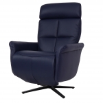 Poltrona reclinabile girevole lounge TV relax imbottita moderna HWC-L10 vera pelle blu