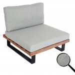 Poltrona sedia da esterno giardino elegante HWC-H54 legno acacia alluminio marrone chiaro con cuscini grigio chiaro