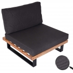 Poltrona sedia da esterno giardino elegante HWC-H54 legno acacia alluminio marrone chiaro con cuscini grigio scuro