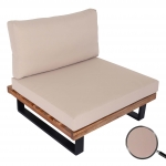 Poltrona sedia da esterno giardino elegante HWC-H54 legno acacia alluminio marrone chiaro con cuscini beige